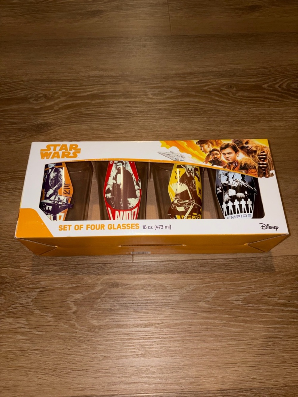 Star Wars Glass Set 4pc 16oz Vandor Disney Han Solo Lando Empire New